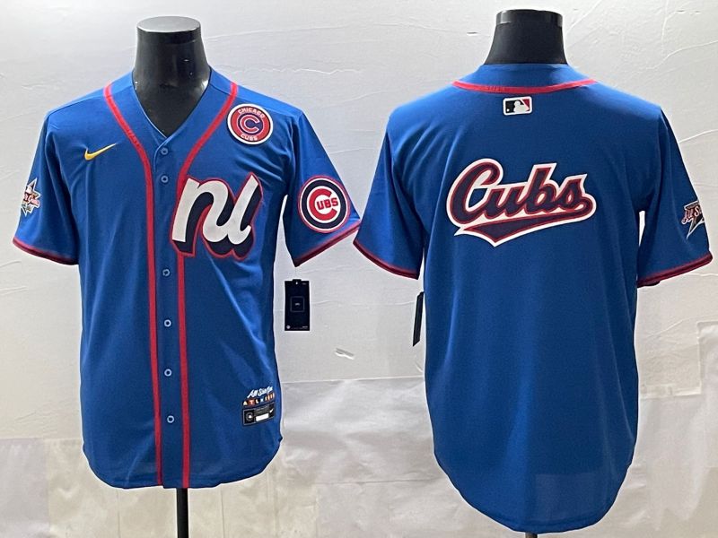 Men 2025 Chicago Cubs Blank Blue All star Blank Blue Nike MLB Jersey style 4